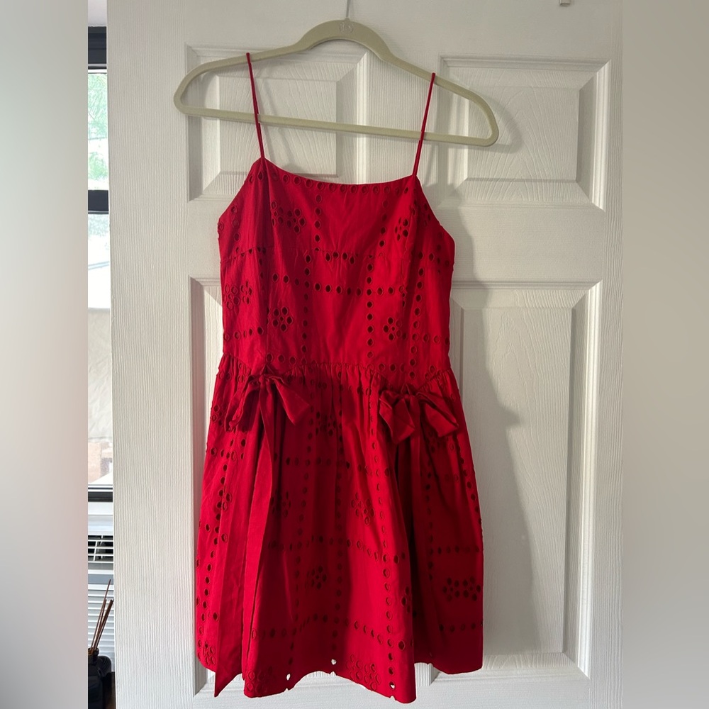 Red Broderie Damson Madder Dress